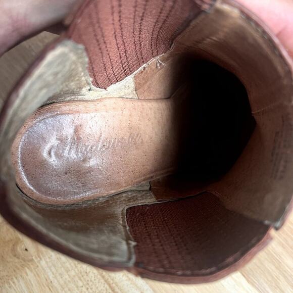 Madewell Boots Womens 7.5 Brown The Ryan Chelsea Leather Stacked Heel E2331 - Picture 15 of 15